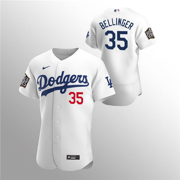 Toddler Los Angeles Dodgers #35 Cody Bellinger White MLB 2020 World Series Bound stitched Jersey
